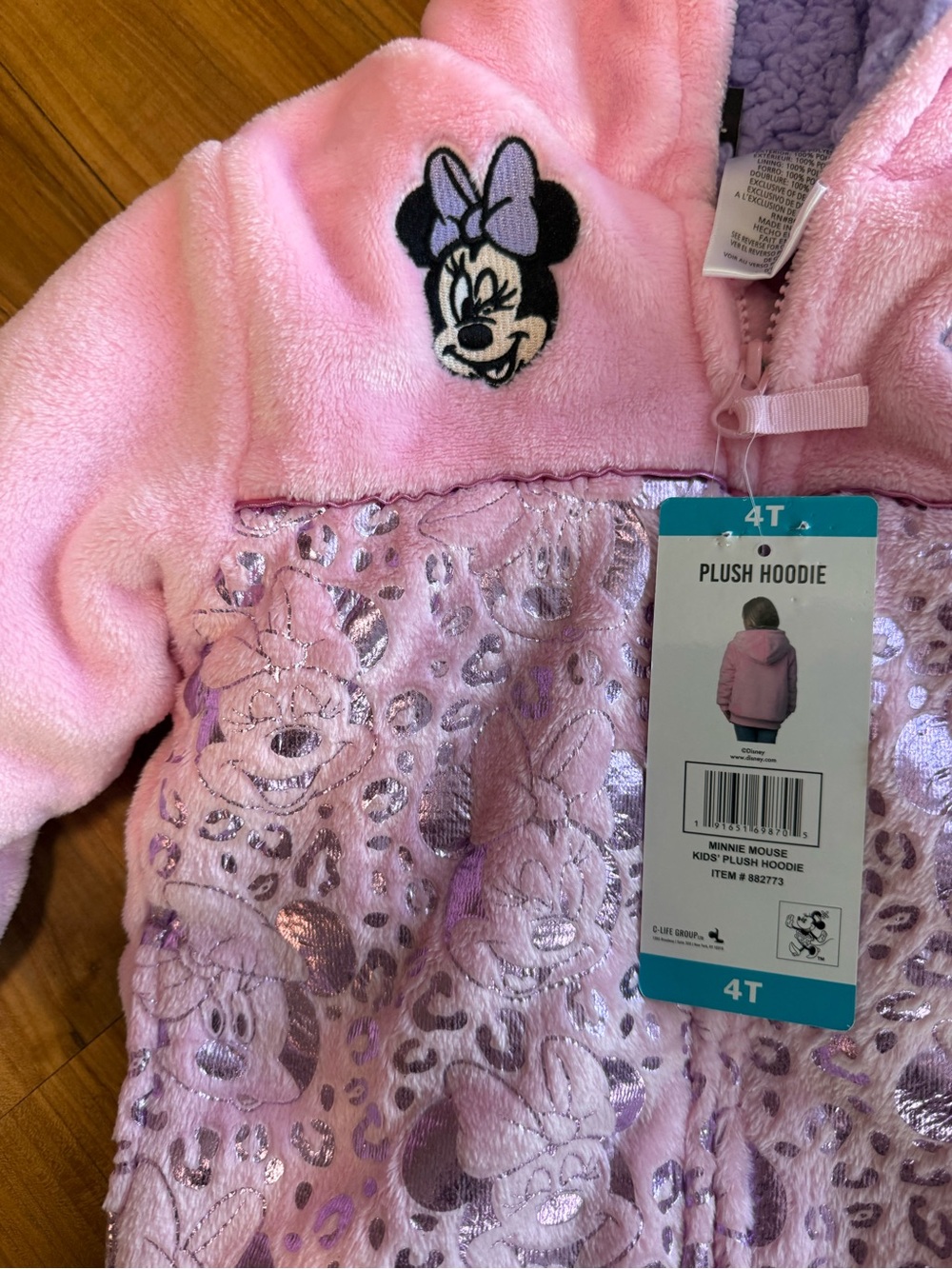 Disney Pink Hooded Minnie Puffer Jacket with Silver Accents - Picture 3 of 7